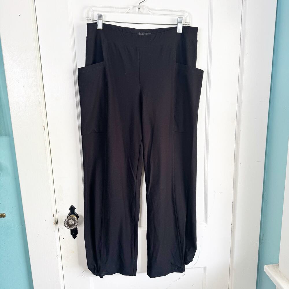 Eileen Fisher System Wider Straight Leg Pants Large Pocket Packable Button Hem S